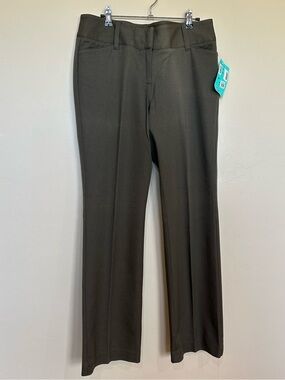 NWT Caslon Nordstrom Olive Green Straight Leg Trouser Pants Full Length Sz 10